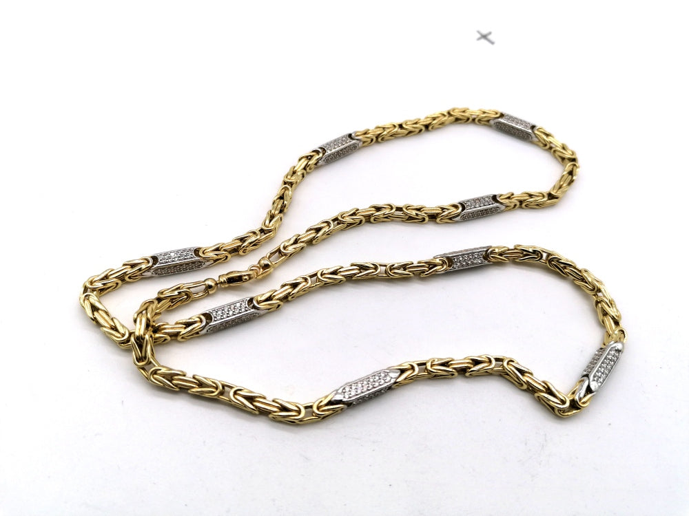Königskette BiColor 585 Gold mit Zirkonia Steinen 14 K – Bild 3